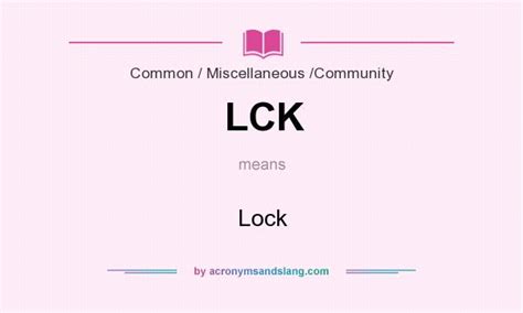 lck bdo meaning|LCK Definition: Lock .